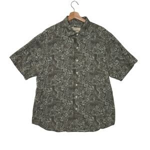Tommy Bahama Fallen Leaves Tencel Modal Blend Button Up Shirt Green Sz L Casual